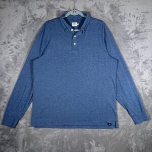 Faherty Long Sleeve Polo Shirt Blue Pima Cotton Blend XL